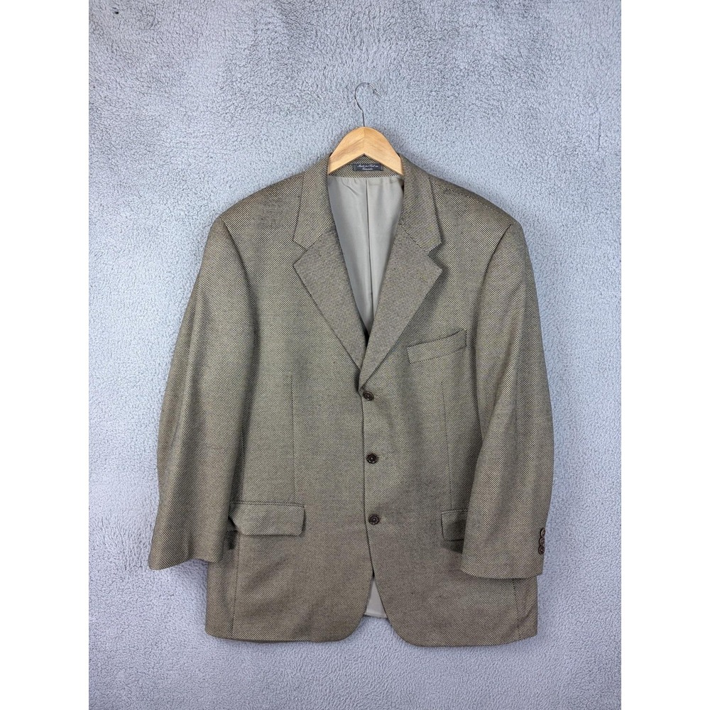 Arnold Brant Blazer Mens 42R Brown 100% Cashmere Check Sport Coat Made Canada